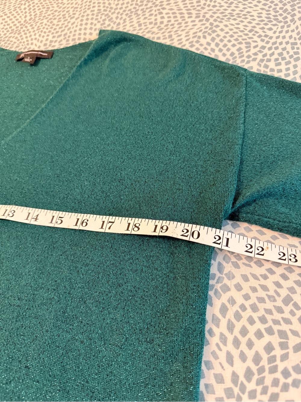 INC International Concepts Dark Green V-Neck Tunic Sparkle Sweater Womens Large - Picture 7 of 11